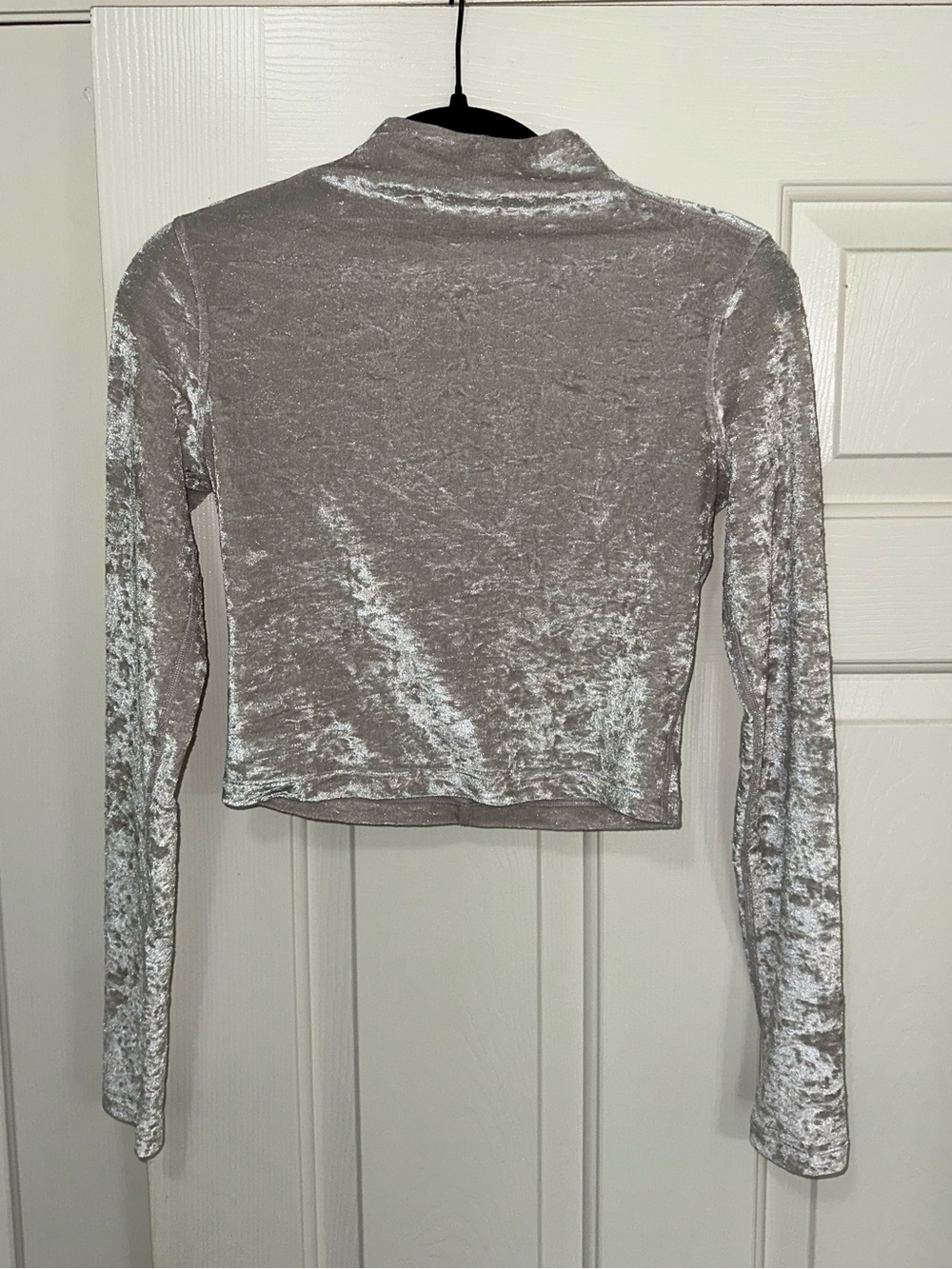 lululemon athletica White/Silver Crushed Velvet Long-Sleeve Crop Top